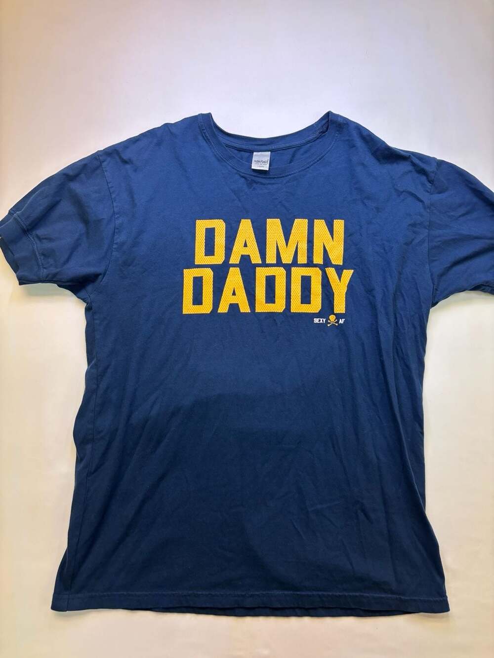 Ajaxx63 Damn Daddy Sexy AF Blue Graphic T-Shirt Large